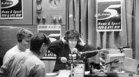 Jane Garvey, Adrian Chiles and Marcus Buckland on 5 Live's launch day. Photo: BBC