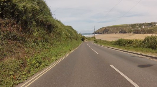 Racing down to Mawgan Porth